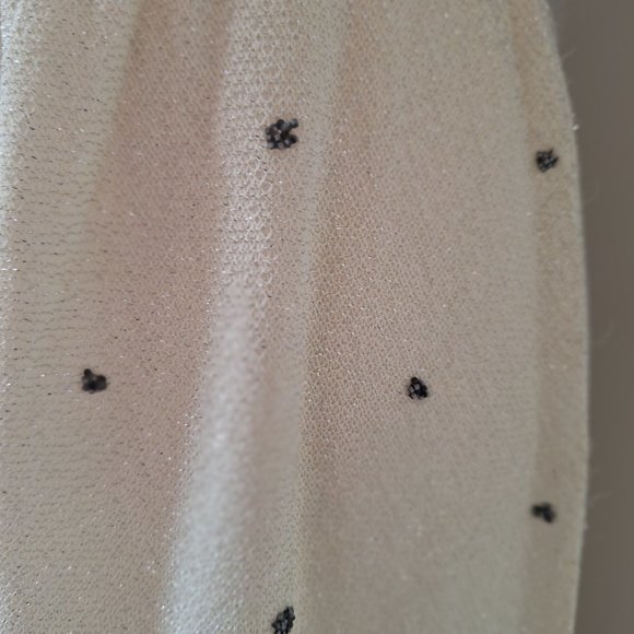 Full Length Fancy Skirt Vintage White Sparkly with Dark Gray Seed Beads - Picture 3 of 7